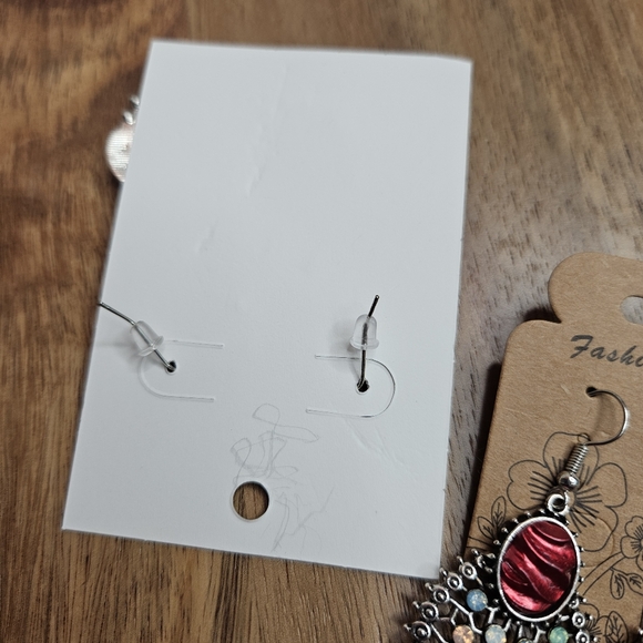 Women's Set of 2 Pairs Pierced Earrings Boho Ethnic Colorful Unique Bohemian New - Picture 7 of 7